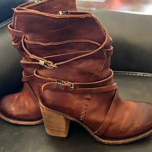 Freebird Steven Baker Boots Cognac Brown Leather Womens Zip Gladiator Boho Sz 10